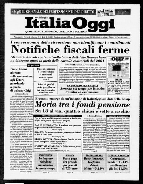 Italia oggi : quotidiano di economia finanza e politica